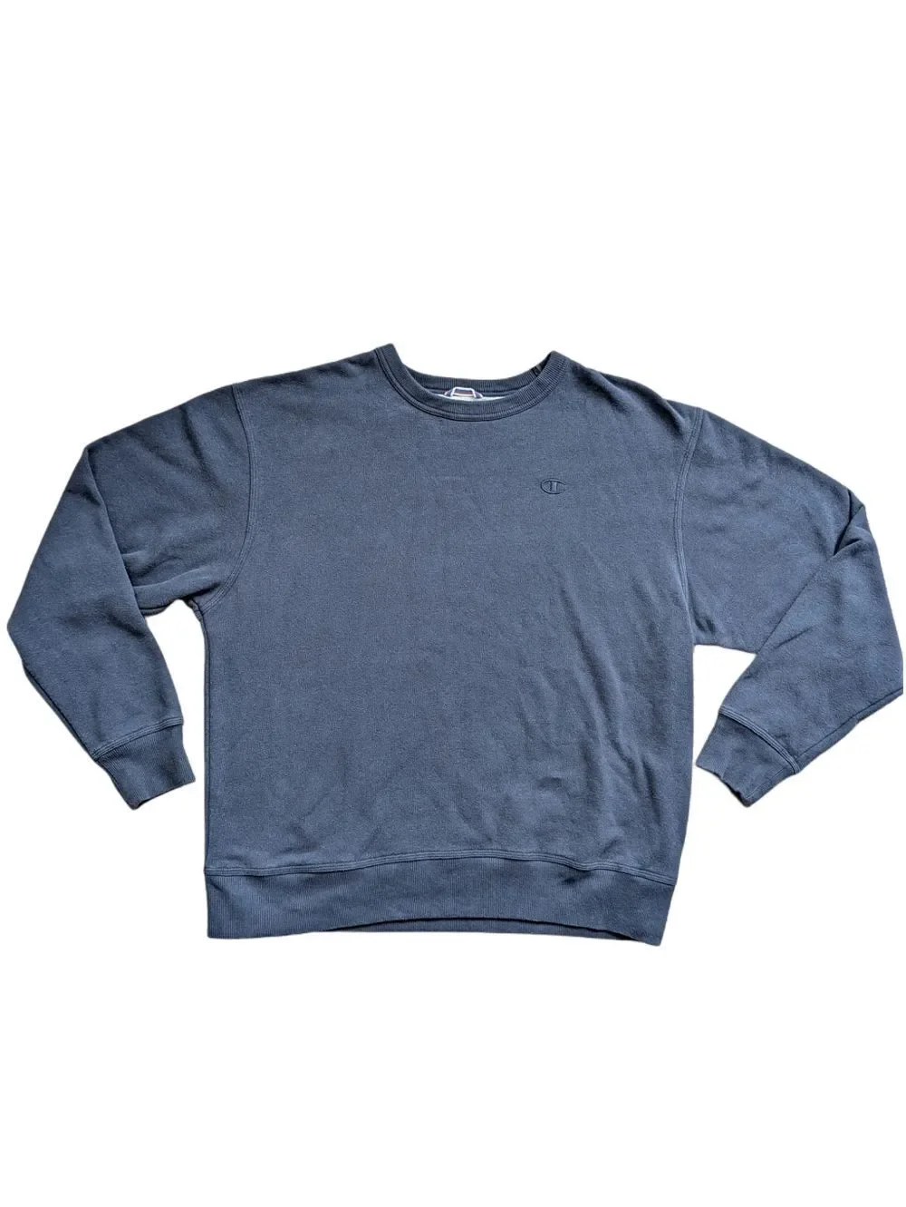 Champion Mens Navy Blue Crewneck Sweatshirt Classic Logo Pullover Size Large